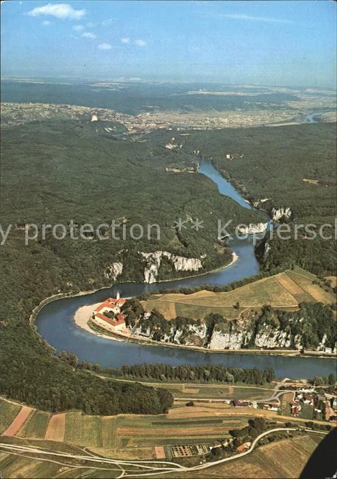 Kloster Weltenburg Fliegeraufnahme mit Donaudurchbruch Bef