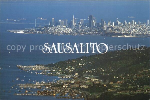 Sausalito Fliegeraufnahme mit Skyline von San-Fra