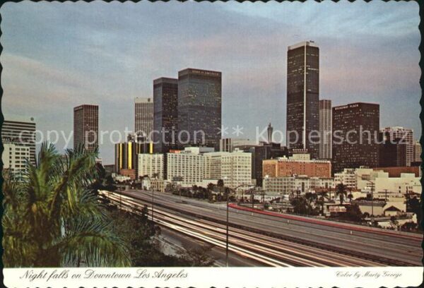 Los Angeles California Night Falls on Downtown Skyline