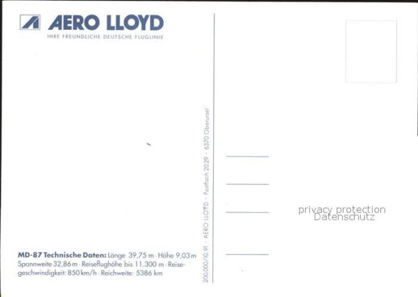 Flugzeuge Zivil Aero Lloyd Mc Donnell Douglas MD-87 – Bild 2