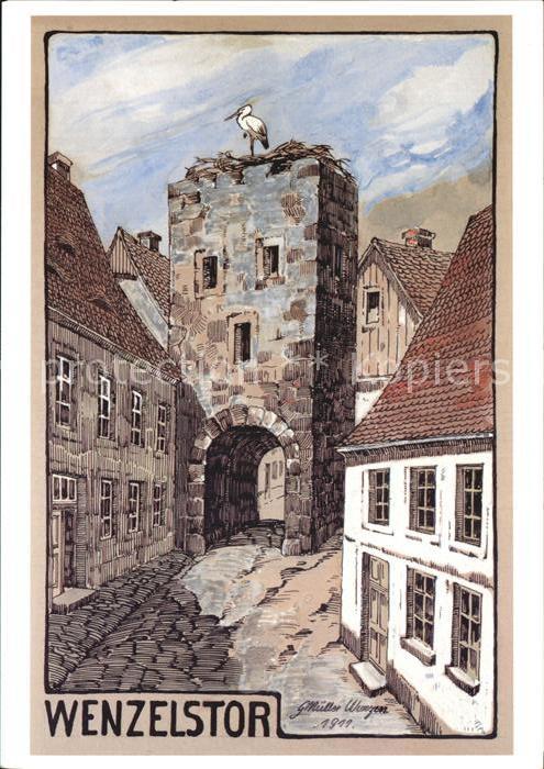 Kuenstlerkarte Gustav Müller Wenzelstor Wurzen 1911