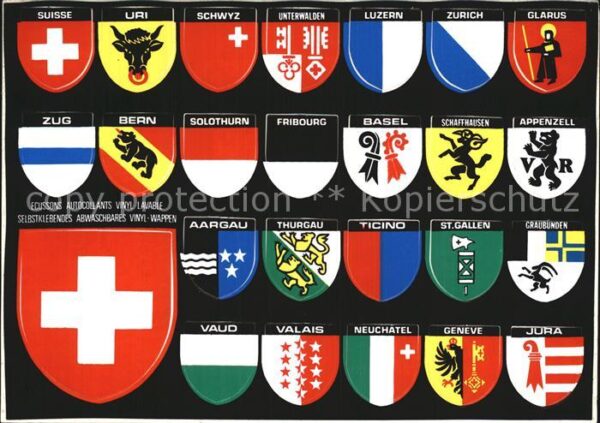 Wappen Schweiz Uri Fribourg Appenzell Jura Vau