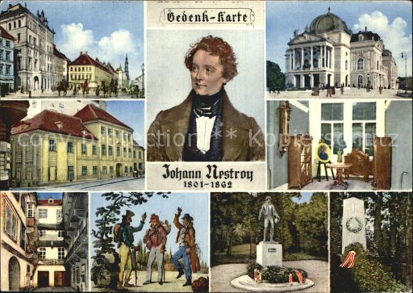 Persoenlichkeiten Johann Nestroy Gedenkkarte Carltheater