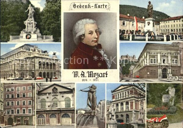 Mozart Wolfgang Amadeus Gedenkkarte Denkmal Staatsoper Musikver