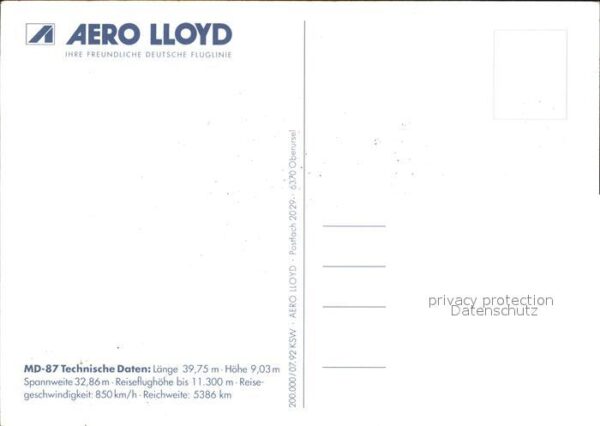 Flugzeuge Zivil Aero Lloyd Mc Donnell Douglas MD-87 – Bild 2