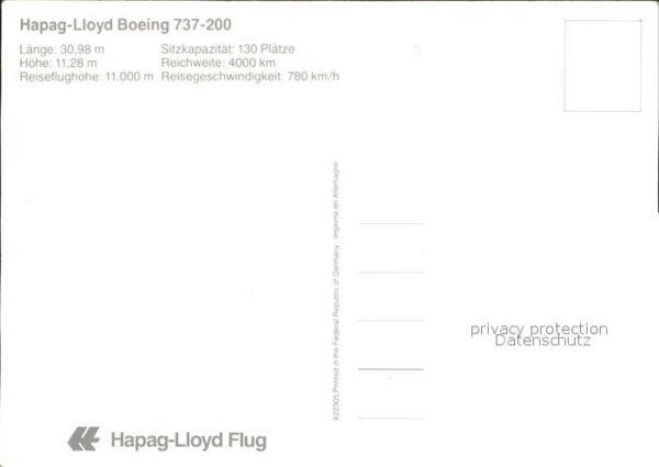 Flugzeuge Zivil Hapag-Lloyd Boeing 737-200 – Bild 2