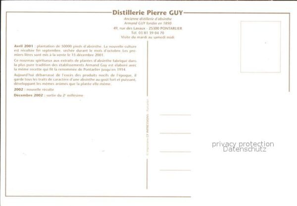 Alkohol Distillerie Pierre Guy Absinthe Francoi – Bild 2