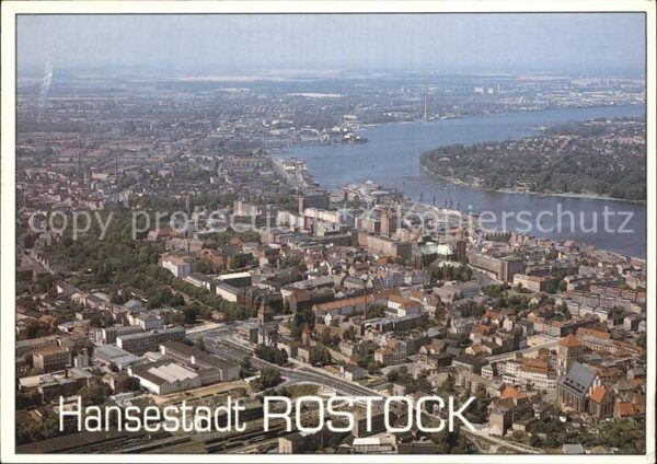 Rostock Fliegeraufnahme mit Hafen