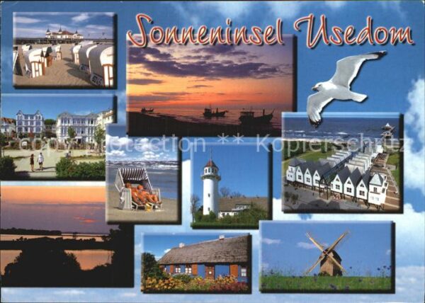 Insel Usedom Seebrücken Leuchtturm Strand Windmühle