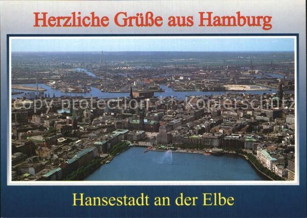 Hamburg Fliegeraufnahme Alster Elbe