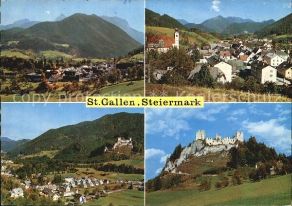 St Gallen Steiermark mit Gesäuseberge Panorama Ruine Gallens