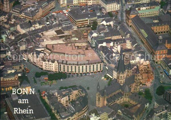 Bonn Rhein mit Münsterkirche Fliegeraufnahme