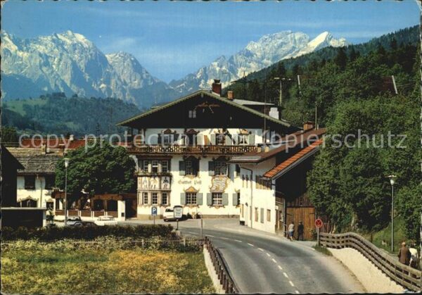 Wallgau Gasthof Post mit Wetterstein Hochblasse