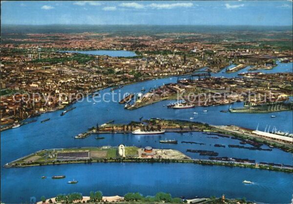 Hamburg Stadt und Hafen Fliegeraufnahme