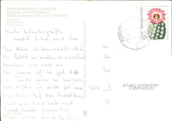Oberwiesenthal Erzgebirge FDGB Erholungsheim am Fichtelberg Speis – Bild 2