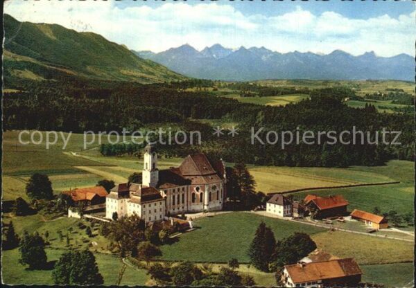 Steingaden Allgaeu Wieskirche Fliegeraufnahme