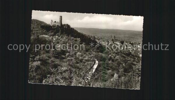 Weinheim Bergstrasse Panorama mit Burgruine Windeck