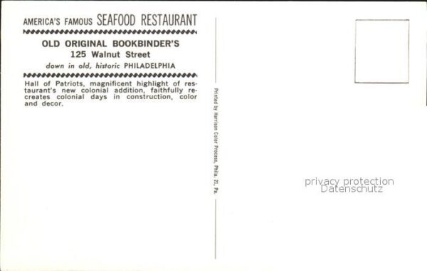 Philadelphia Pennsylvania Seafood Restaurant Old Original Bookbin – Bild 2