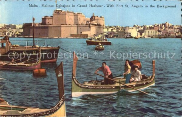 Malta Maltese Dghajsas in Grand Harbourg with