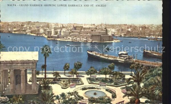 Malta Grand Harbour showing Lower Barracca an