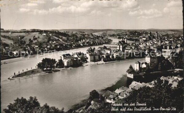 Passau Drei Flüsse Panorama mit Inn Donau Ilz