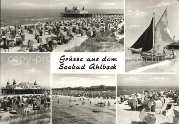 Ahlbeck Ostseebad Strandpartien Seebrücke Segelschiffe