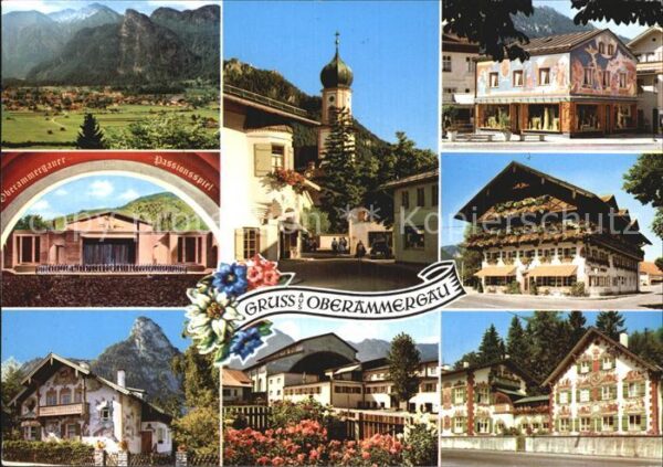 Oberammergau panorama Kirche Bemaltes Haus Passionss
