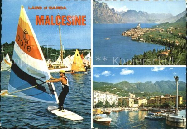 Malcesine Lago di Garda Panorama Surfen Hafen