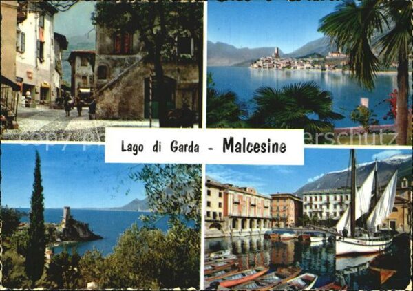 Malcesine Lago di Garda Dorfmotive Panorama Bootshafen