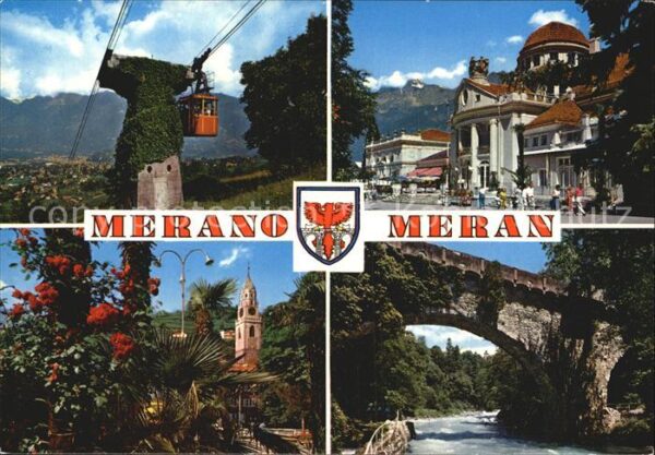 Meran Merano Selbahn Teilansicht Park Kirche Brücke