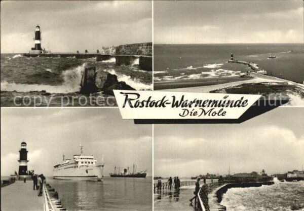Warnemuende Ostseebad Leuchtturm Personenschiff Mole Fliegera