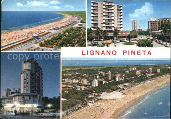 Lignano Pineta Fliegeraufnahme Strand Turm Hochhaus
