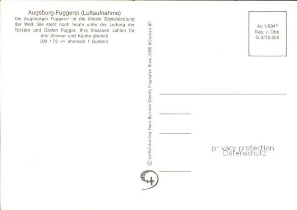 Augsburg Fliegeraufnahme Fuggerei – Bild 2