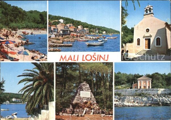 Mali Losinj Strand Fischerboote Kirche Gedenkstätte