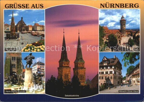 Nuernberg Hauptmarkt Hans Sachs Brunnen Sebaldusk