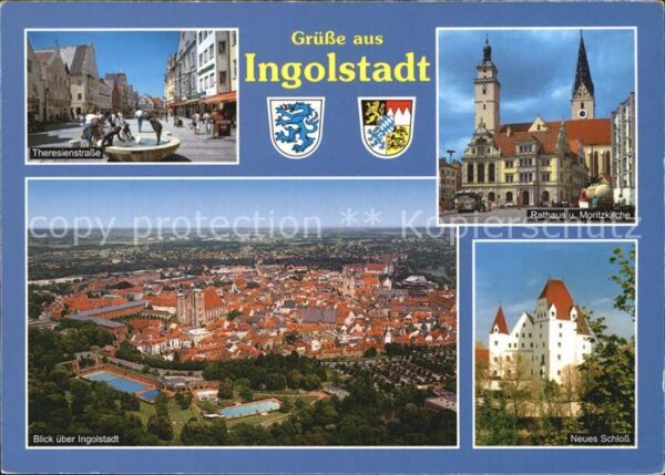 Ingolstadt Donau Theresienstrasse Rathaus und Moritzkirc