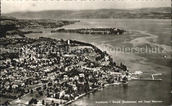 Konstanz Bodensee Staad mit Insel Mainau Fliegeraufnahme