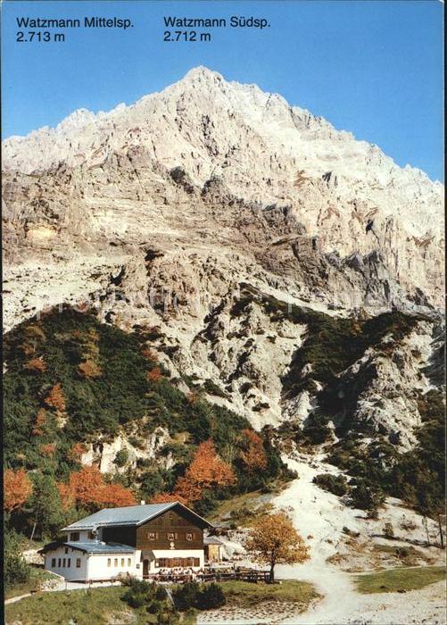 Wimbachgriess Huette mit Watzmann Südspitze Berchtesgadener