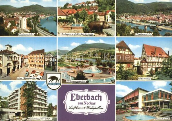 Eberbach Neckar Anlagen Neckarbrücke Rathaus Wassergart