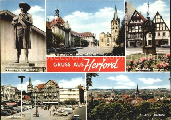 Herford Linnenweber Denkmal Rathaus Kirche Brun