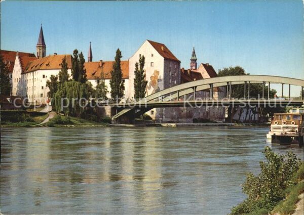 Straubing Uferpartie an der Donau Brücke