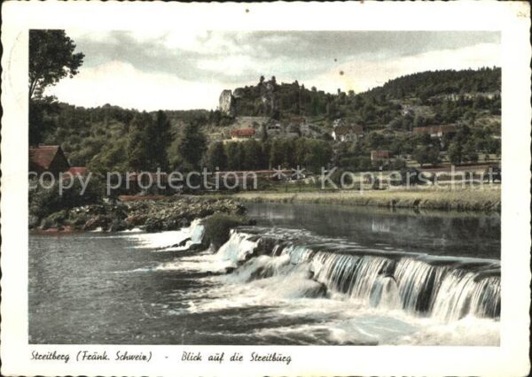 Streitberg Oberfranken Wiesent Wehr Blick auf die Streitburg K