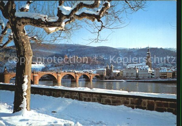 Heidelberg Neckar Brücke und Schloss im Winter