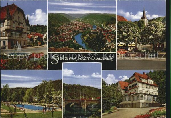 Sulz Neckar Teilansichten Brücke Brunnen Freibad
