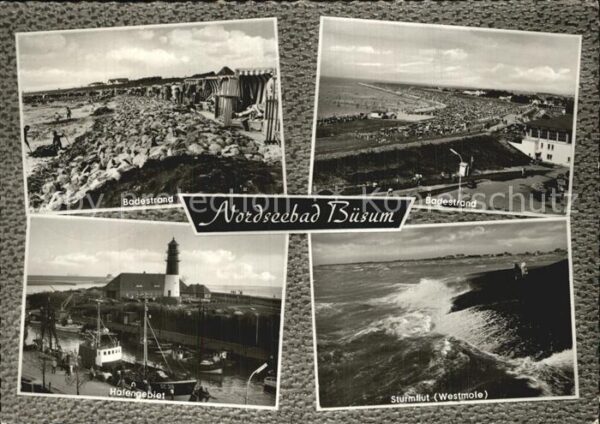 Buesum Nordseebad Badestrand Hafengebiet Leuchtturm Sturm