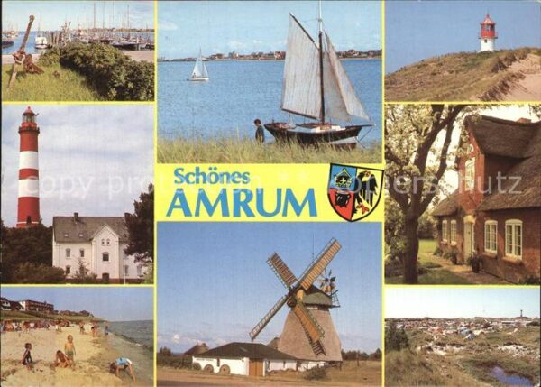 Amrum Hafen Strand Windmühle Wohnhaus Leuchtt