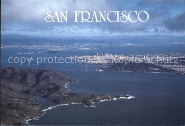 San Francisco California Aerial view with Golden Gate Bridge