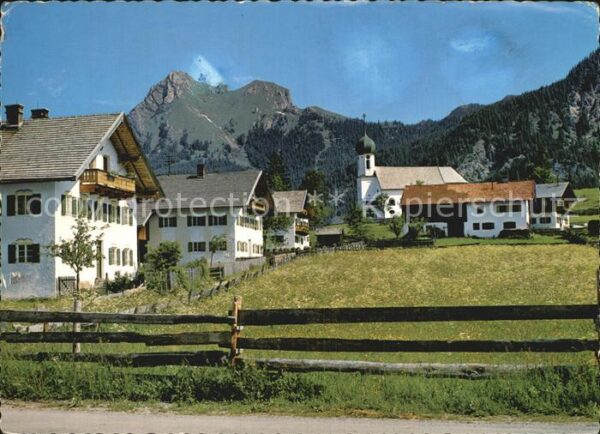 Graen Tirol Ortsansicht mit Kirche Aggenstein Allgä