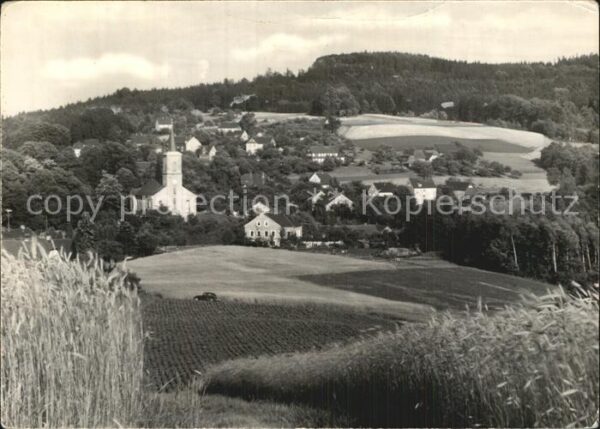 Crostau Ortsansicht mit Kirche Landschaftspanor