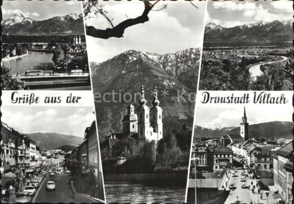 Villach Kaernten Draubrücke Mittagskogel Kreuzkirche Hau